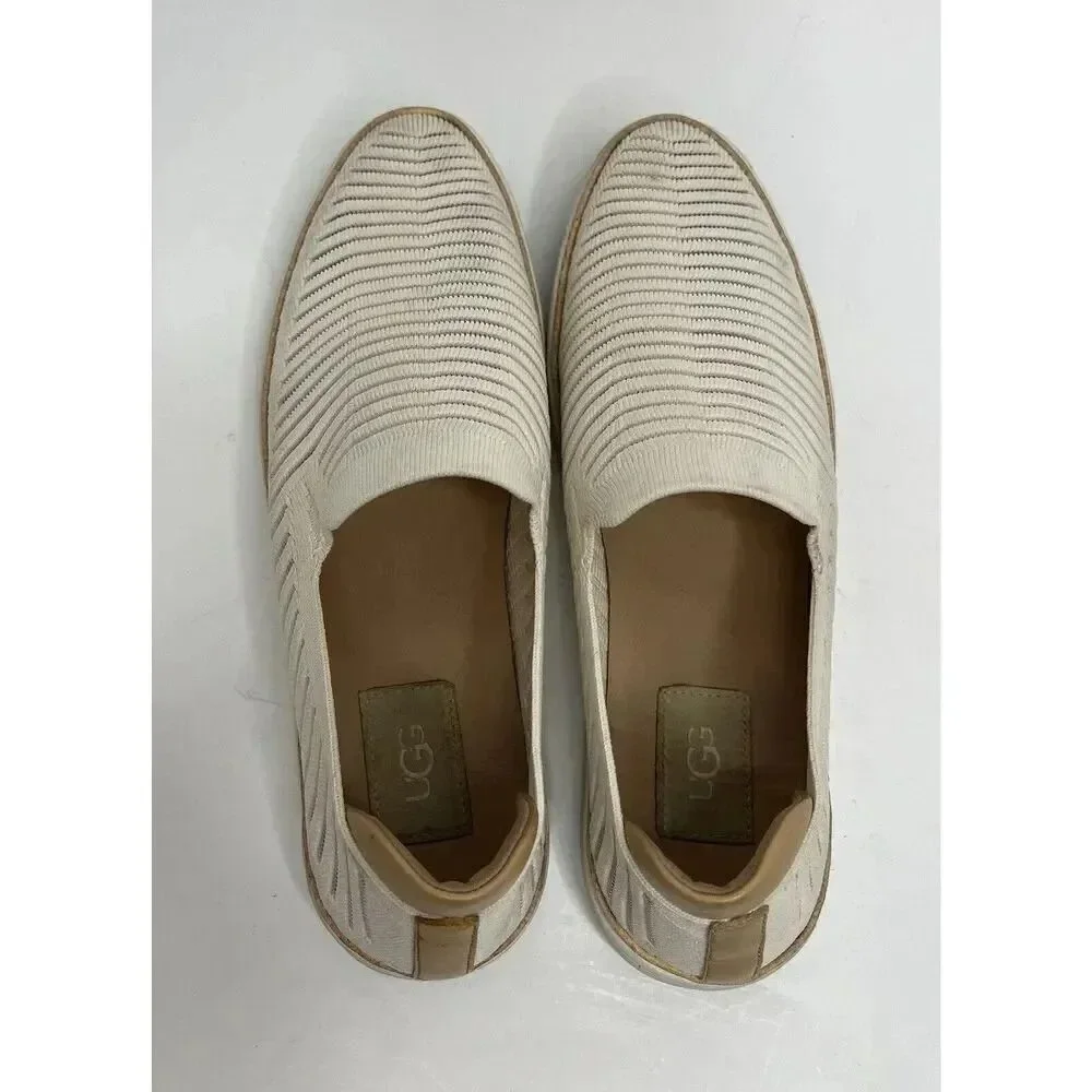 UGG Sammy Breeze Women's Size 9 Ivory Beige Rib Knit Sheer‎ Slide On Sneaker